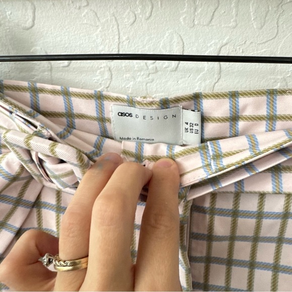 ASOS Designs Checker Plaid Pink Blue Green Belted US 32 EU 0 UK 4 - Picture 4 of 5